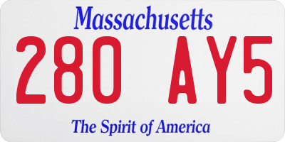 MA license plate 280AY5