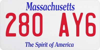 MA license plate 280AY6