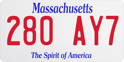 MA license plate 280AY7