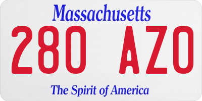 MA license plate 280AZ0