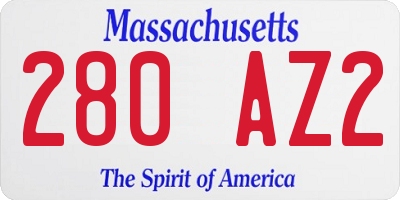 MA license plate 280AZ2