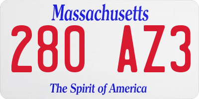 MA license plate 280AZ3