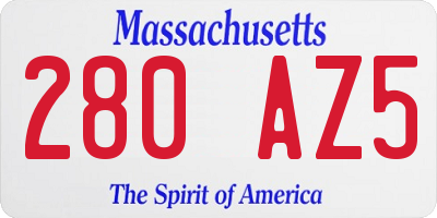 MA license plate 280AZ5