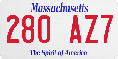 MA license plate 280AZ7