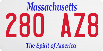 MA license plate 280AZ8