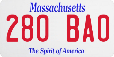 MA license plate 280BA0