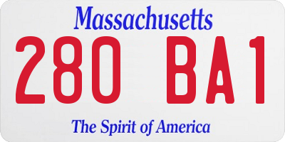 MA license plate 280BA1