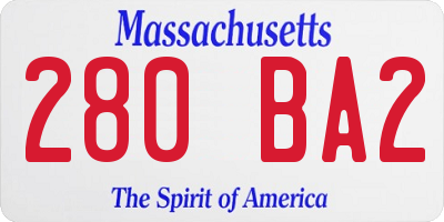 MA license plate 280BA2