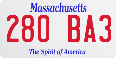 MA license plate 280BA3