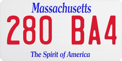 MA license plate 280BA4