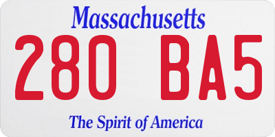 MA license plate 280BA5