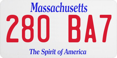 MA license plate 280BA7