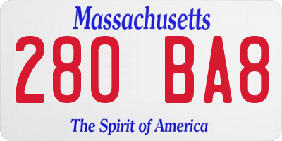 MA license plate 280BA8