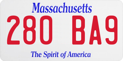 MA license plate 280BA9