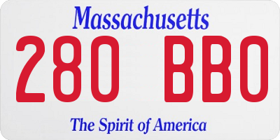 MA license plate 280BB0