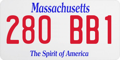 MA license plate 280BB1