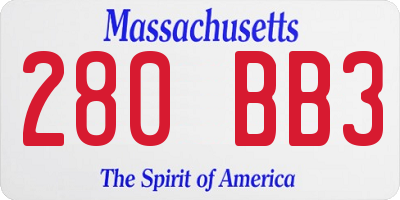 MA license plate 280BB3