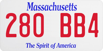 MA license plate 280BB4