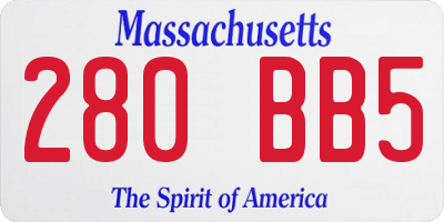 MA license plate 280BB5