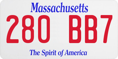 MA license plate 280BB7