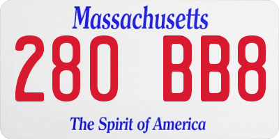 MA license plate 280BB8