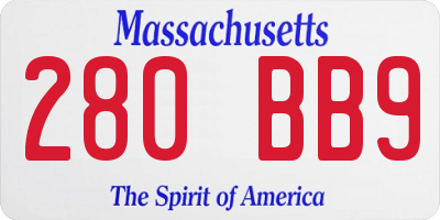 MA license plate 280BB9