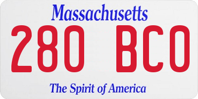 MA license plate 280BC0