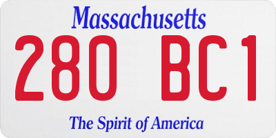 MA license plate 280BC1
