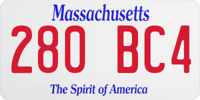 MA license plate 280BC4