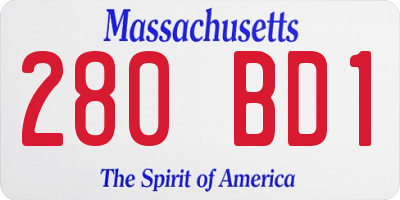 MA license plate 280BD1