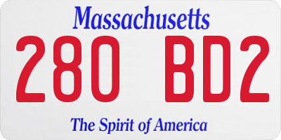 MA license plate 280BD2