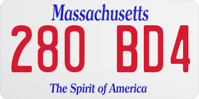 MA license plate 280BD4