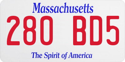 MA license plate 280BD5