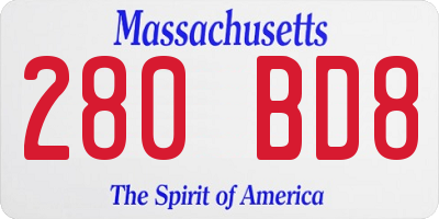 MA license plate 280BD8
