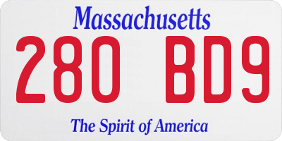 MA license plate 280BD9