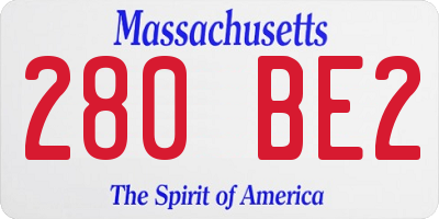 MA license plate 280BE2
