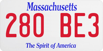 MA license plate 280BE3