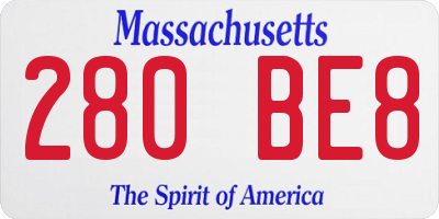 MA license plate 280BE8