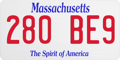 MA license plate 280BE9