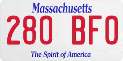 MA license plate 280BF0