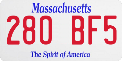 MA license plate 280BF5