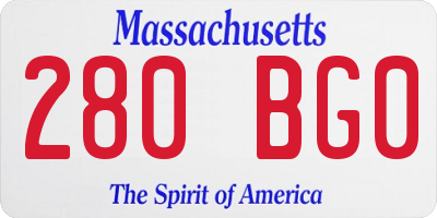 MA license plate 280BG0