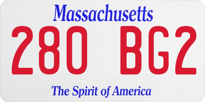 MA license plate 280BG2