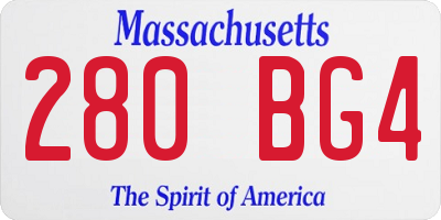 MA license plate 280BG4