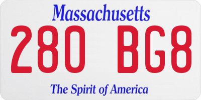 MA license plate 280BG8
