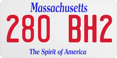 MA license plate 280BH2