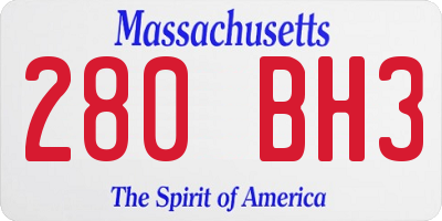 MA license plate 280BH3