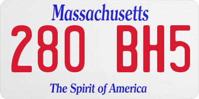MA license plate 280BH5
