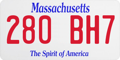 MA license plate 280BH7