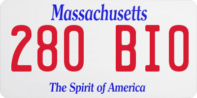 MA license plate 280BI0